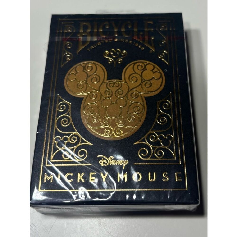 New Bicycle Disney Mickey Mouse Gold on Black Playing Cards